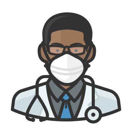 Black, coronavirus, doctor, male, n-95 mask icon